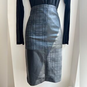 Ivanka Trump leather plaid pencil skirt
